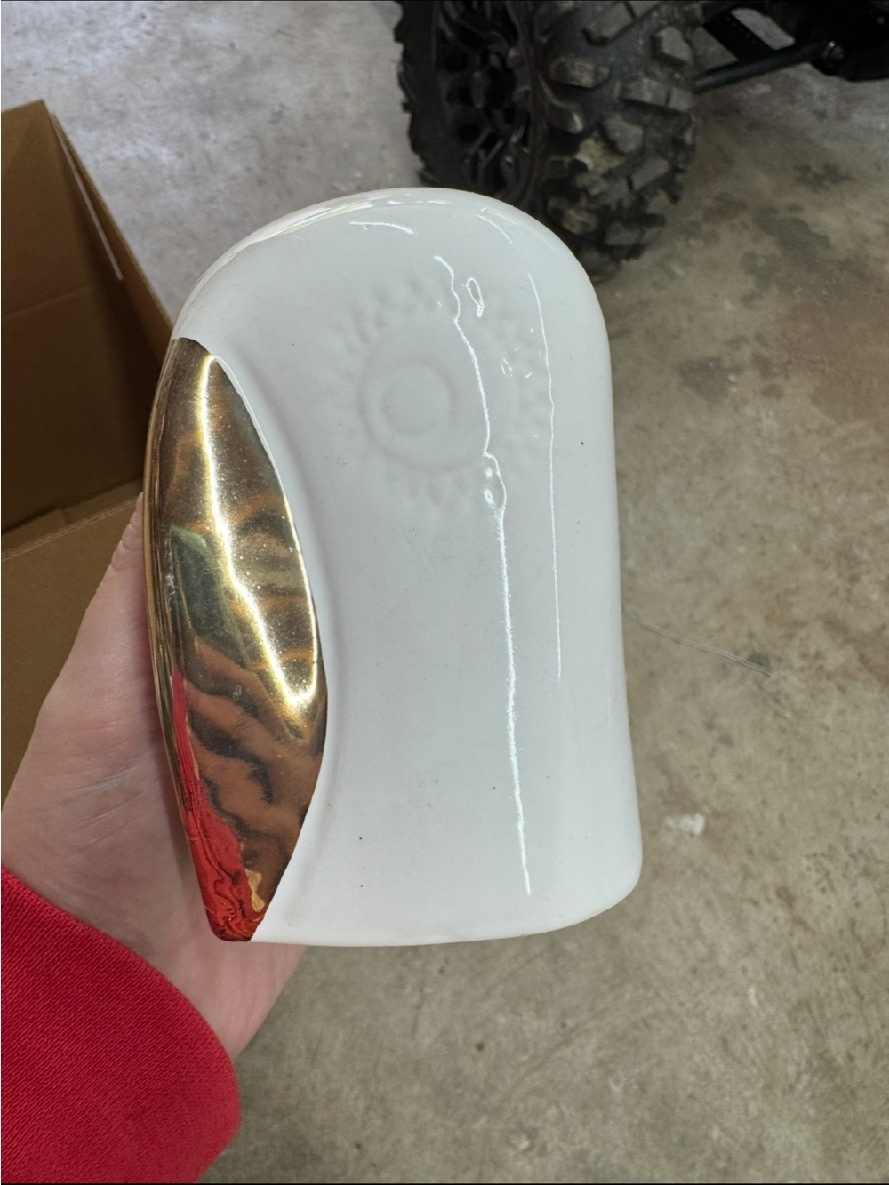 White Ceramic Accent Vase with Gold Detail